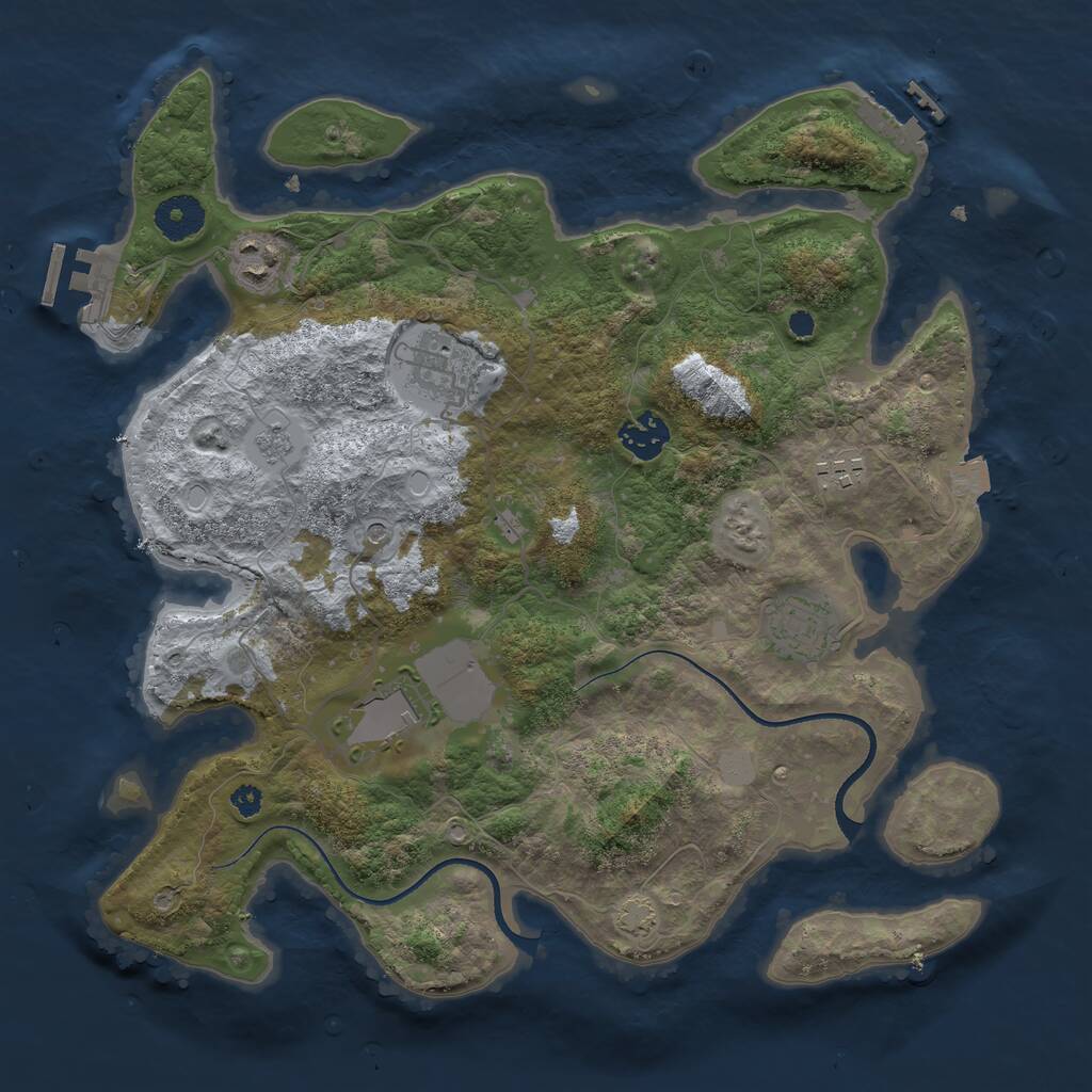 Rust Map: Procedural Map, Size: 3500, Seed: 1913889957, 12 Monuments