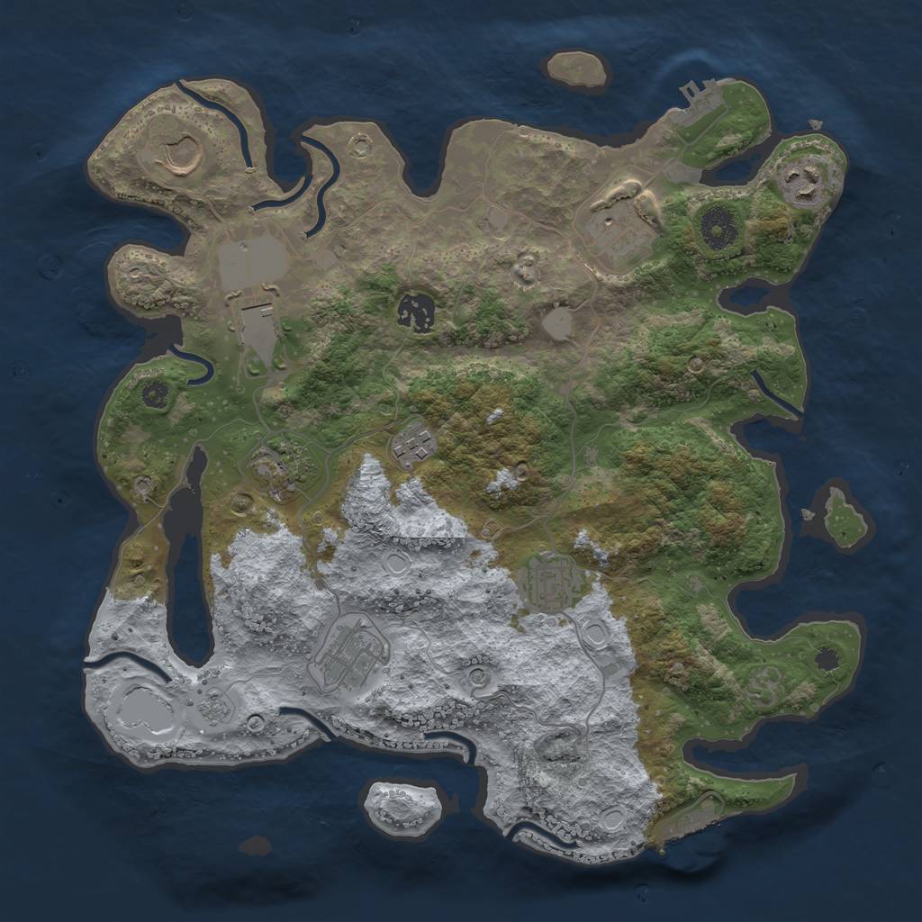 Rust Map: Procedural Map, Size: 3500, Seed: 266913313, 16 Monuments