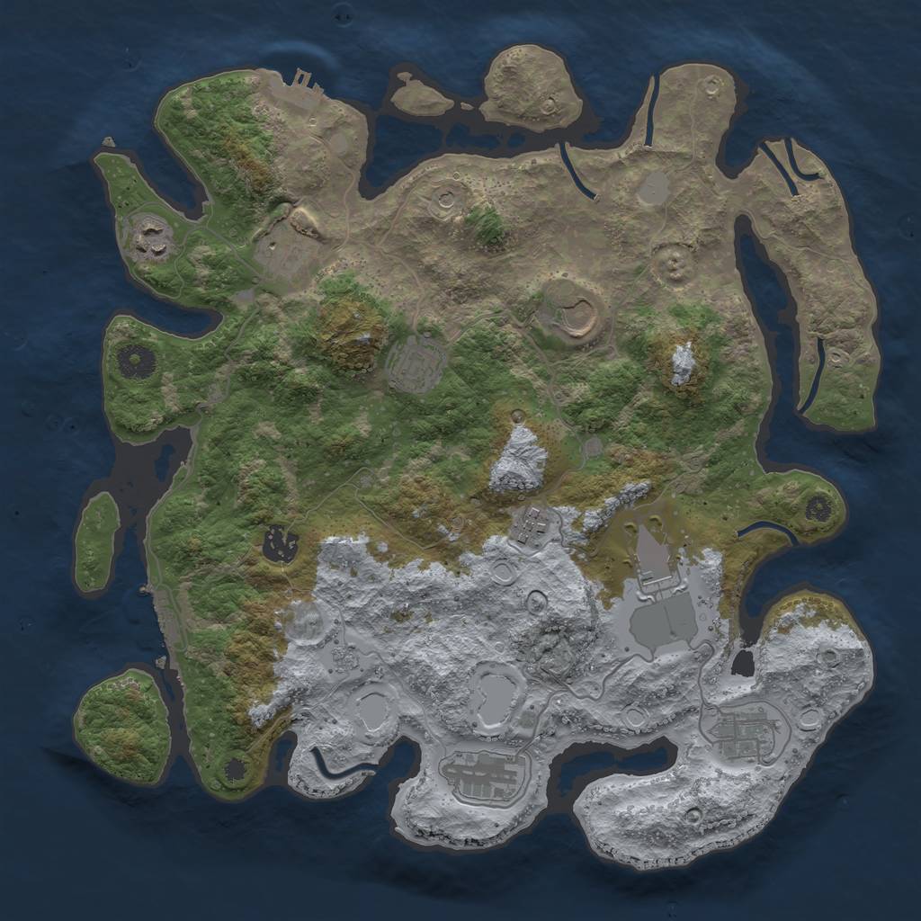Rust Map: Procedural Map, Size: 3700, Seed: 2061732970, 16 Monuments
