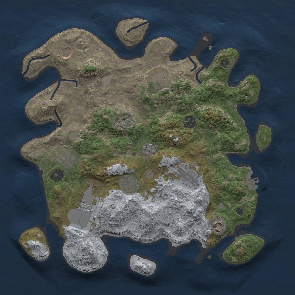 Rust Map: Procedural Map, Size: 3500, Seed: 1525362886, 14 Monuments