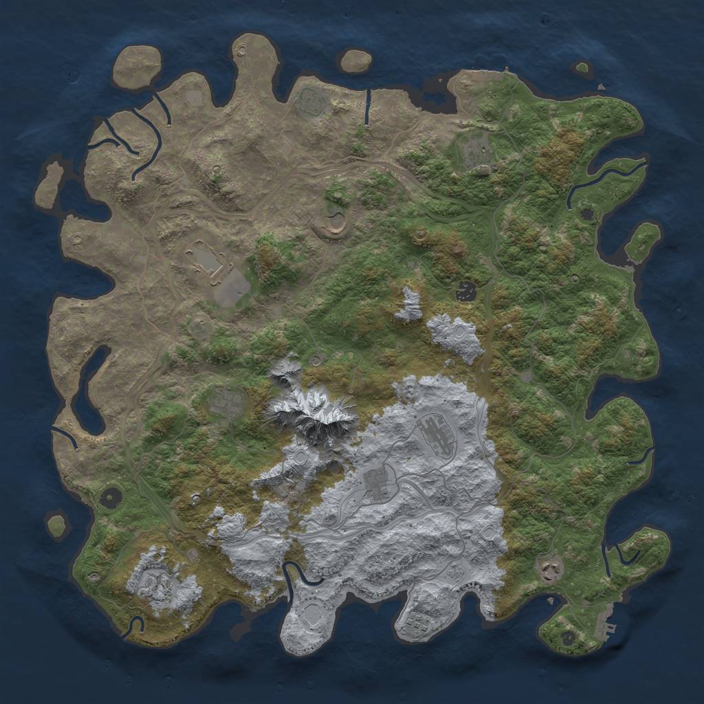 Rust Map: Procedural Map, Size: 5000, Seed: 3584512, 18 Monuments