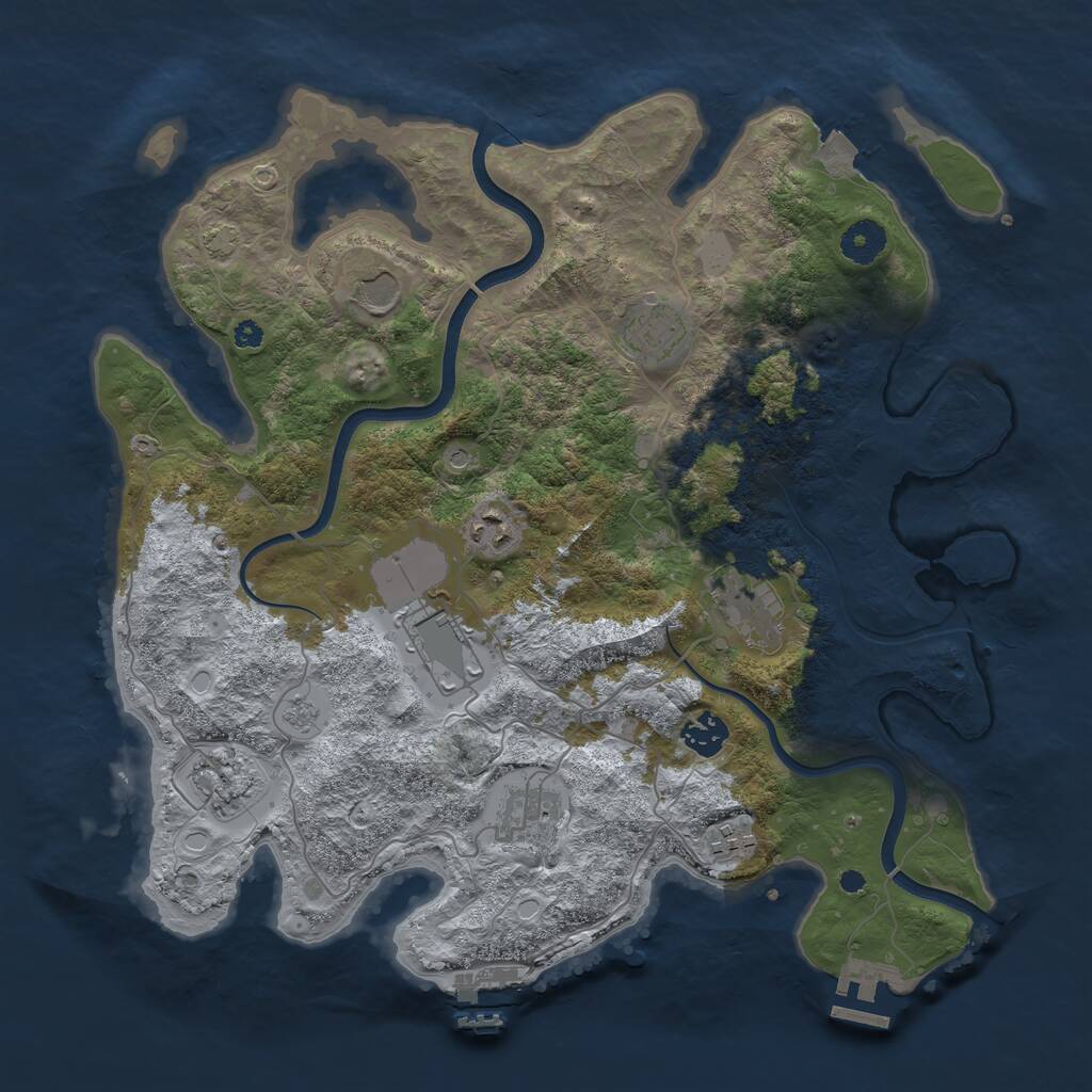 Rust Map: Procedural Map, Size: 3750, Seed: 780218349, 15 Monuments
