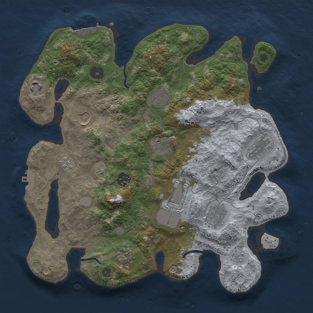Rust Map: Procedural Map, Size: 3500, Seed: 1849242263, 17 Monuments