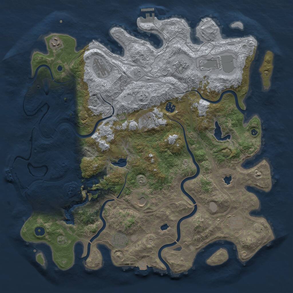 Rust Map: Procedural Map, Size: 4500, Seed: 568919945, 16 Monuments