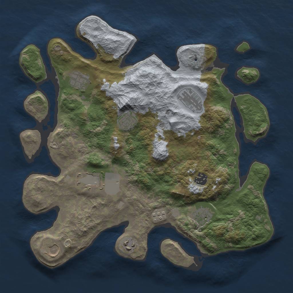 Rust Map: Barren, Size: 3500, Seed: 478982093, 12 Monuments