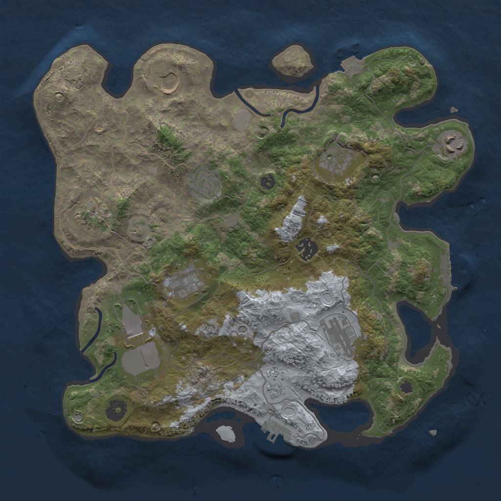 Rust Map: Procedural Map, Size: 3500, Seed: 585882941, 17 Monuments