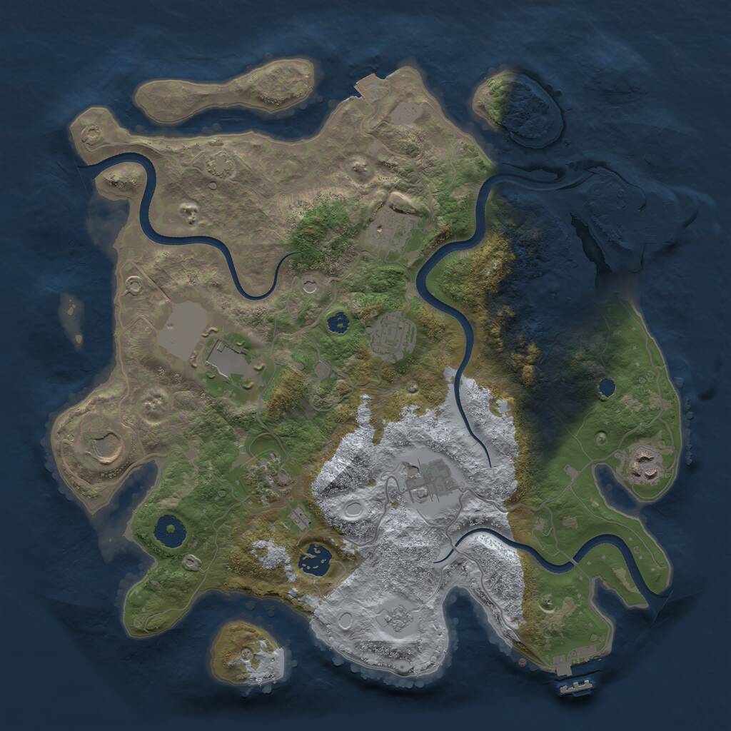 Rust Map: Procedural Map, Size: 3500, Seed: 625177243, 14 Monuments