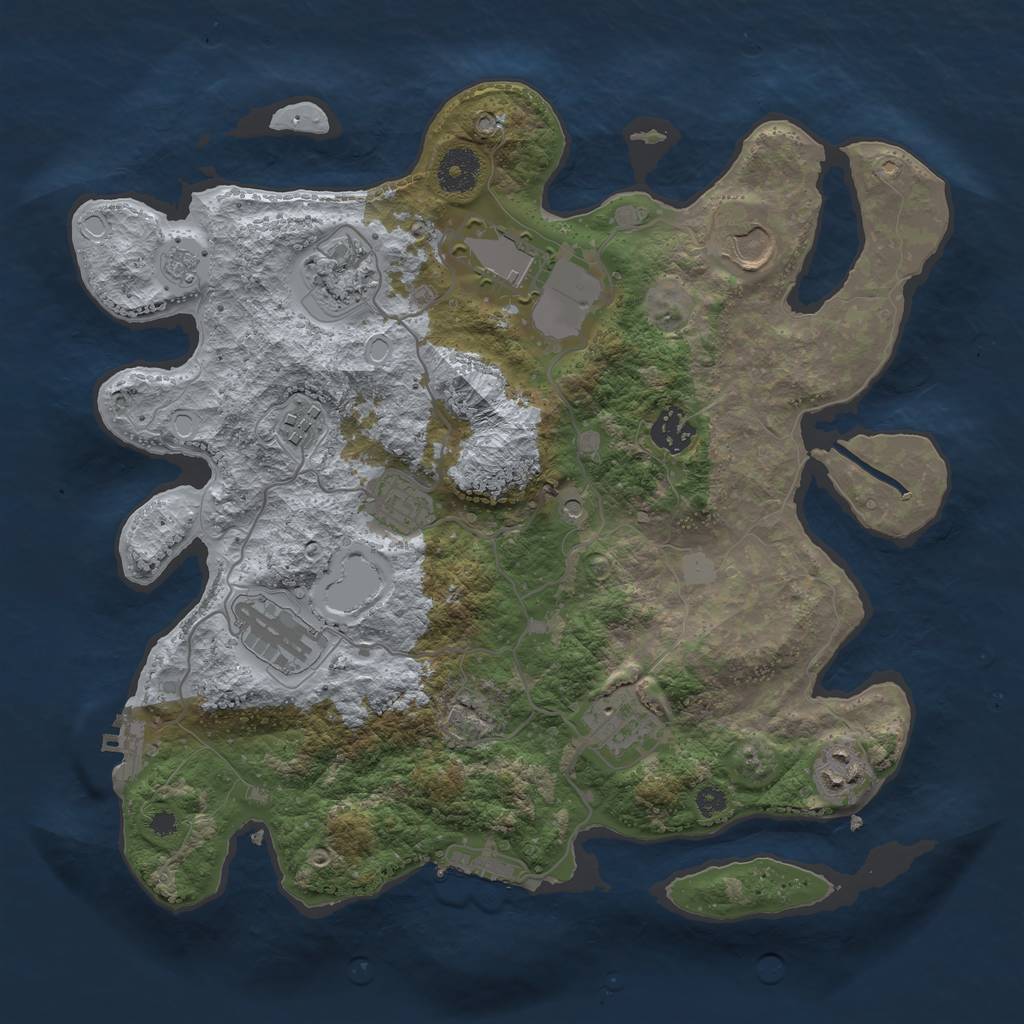 Rust Map: Procedural Map, Size: 3500, Seed: 538361332, 16 Monuments