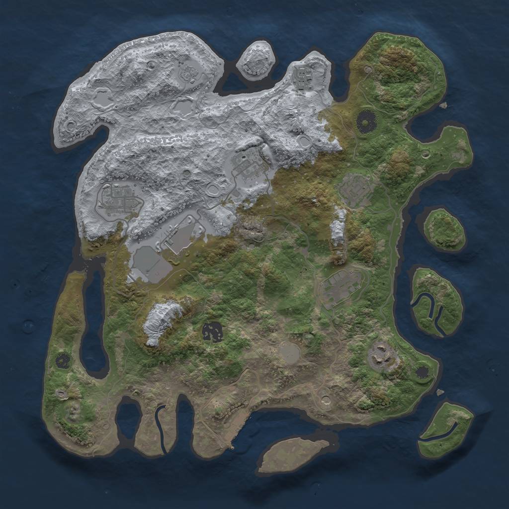 Rust Map: Procedural Map, Size: 3500, Seed: 259248761, 14 Monuments