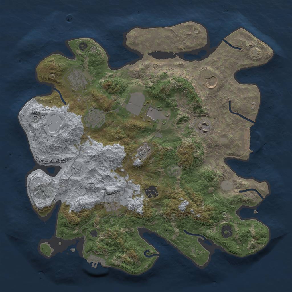 Rust Map: Procedural Map, Size: 3500, Seed: 57622934, 16 Monuments