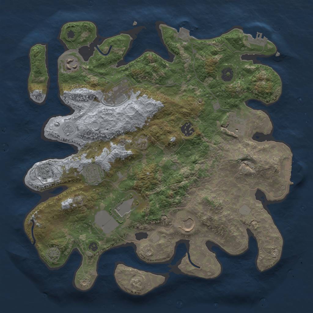 Rust Map: Procedural Map, Size: 3500, Seed: 1679189163, 16 Monuments