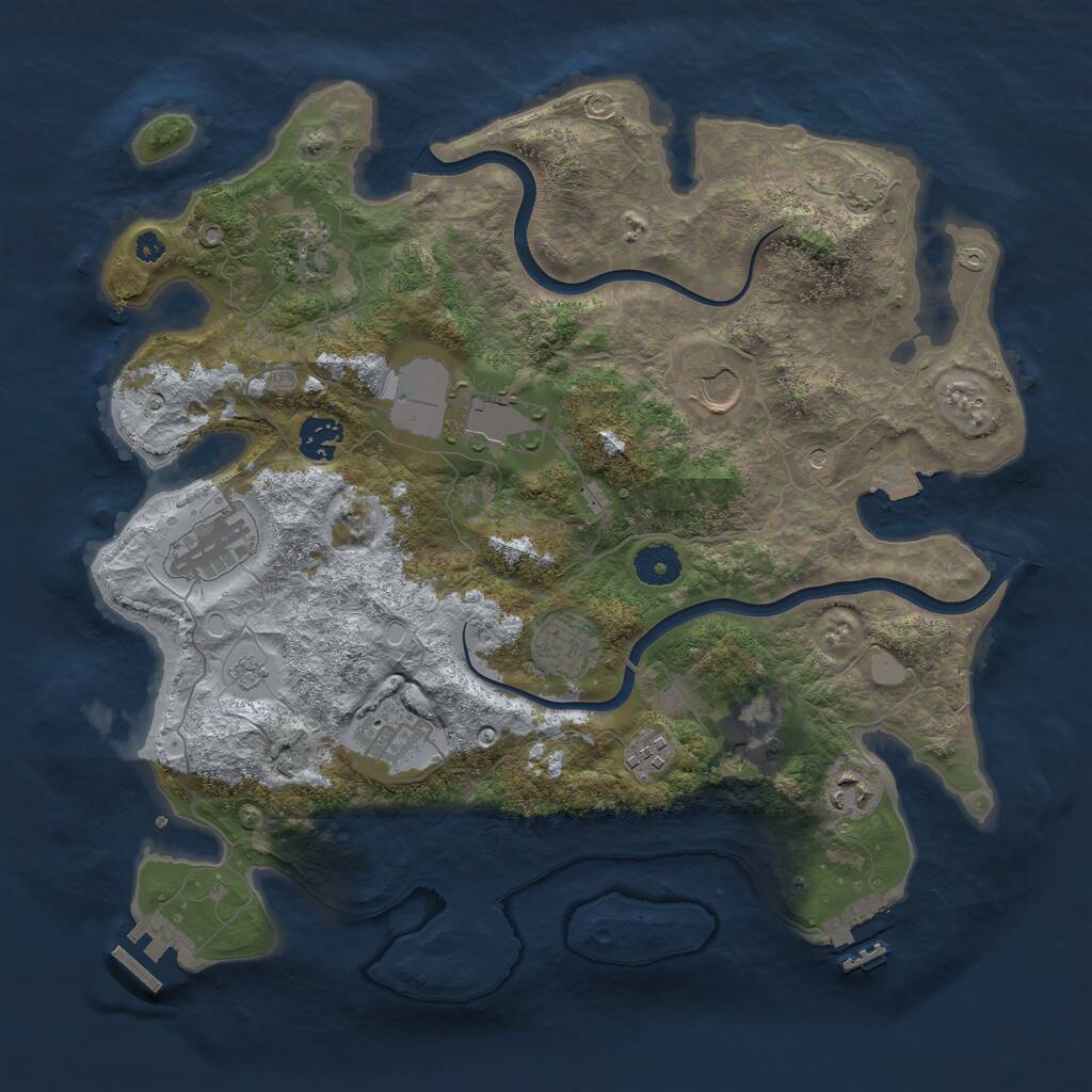 Rust Map: Procedural Map, Size: 3700, Seed: 59627022, 16 Monuments