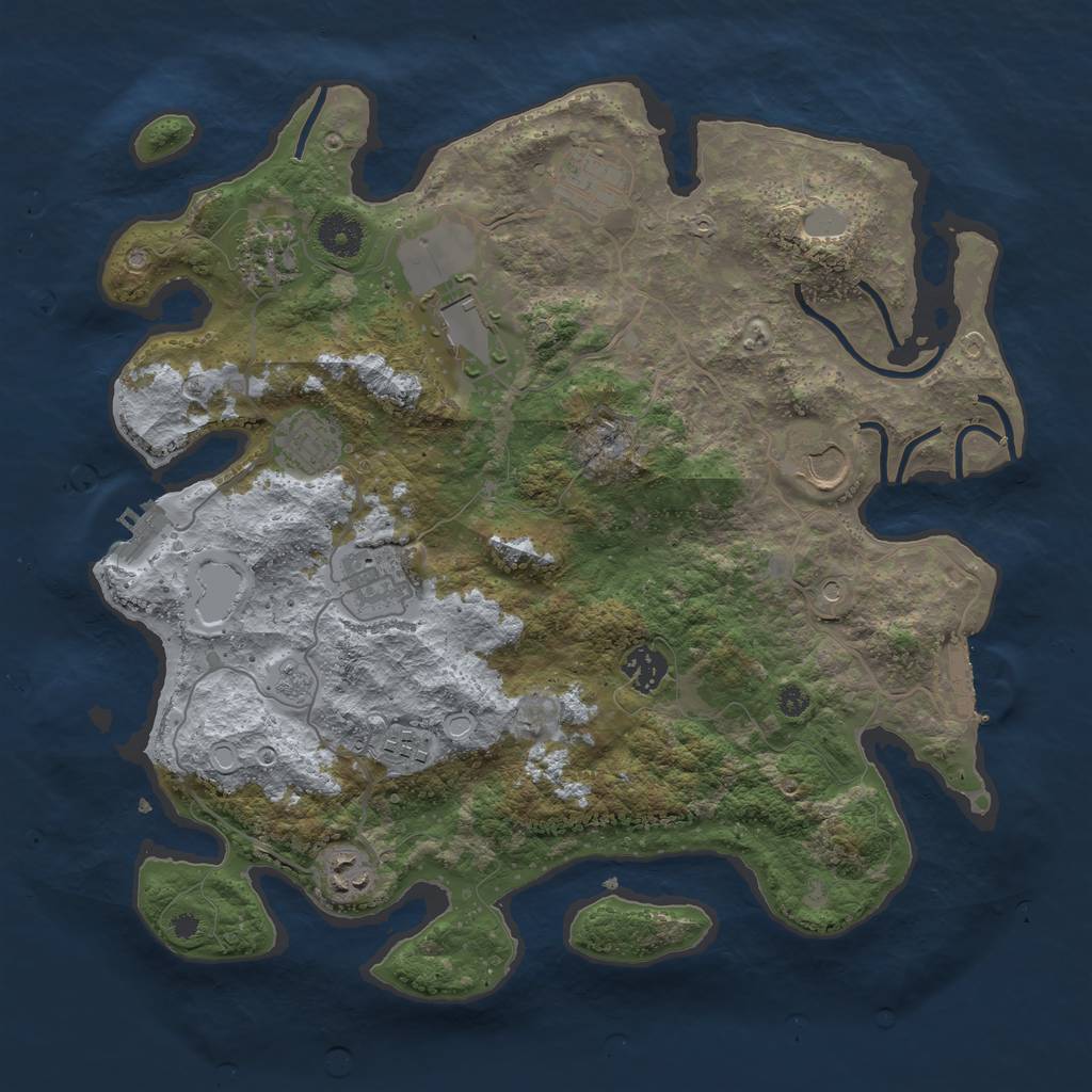 Rust Map: Procedural Map, Size: 3700, Seed: 59627022, 16 Monuments