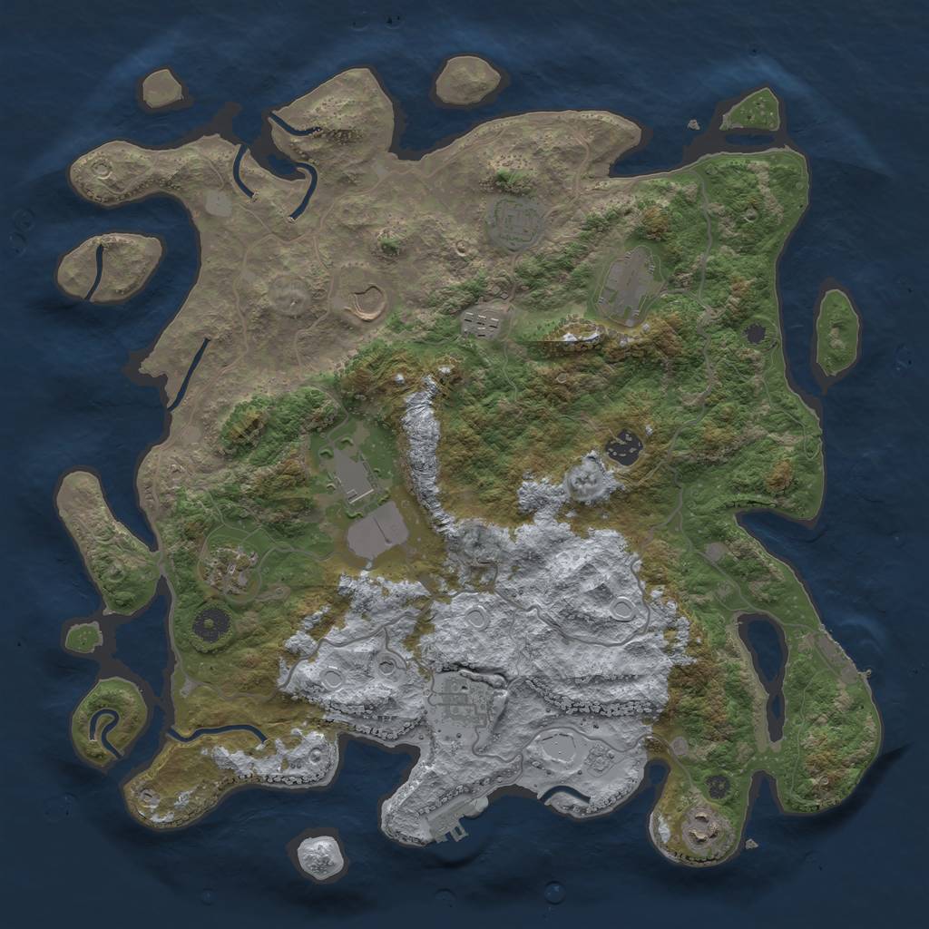 Rust Map: Procedural Map, Size: 4000, Seed: 234018869, 16 Monuments