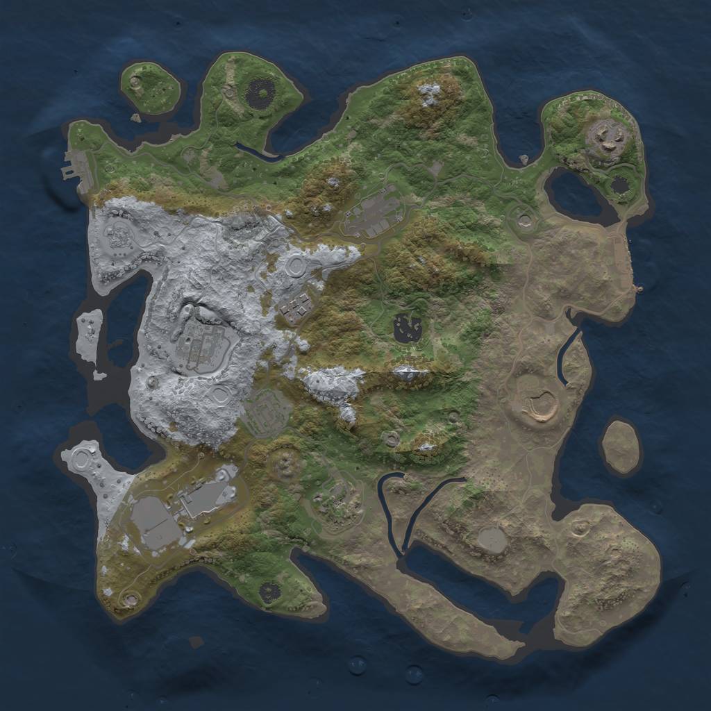 Rust Map: Procedural Map, Size: 3500, Seed: 170025283, 16 Monuments