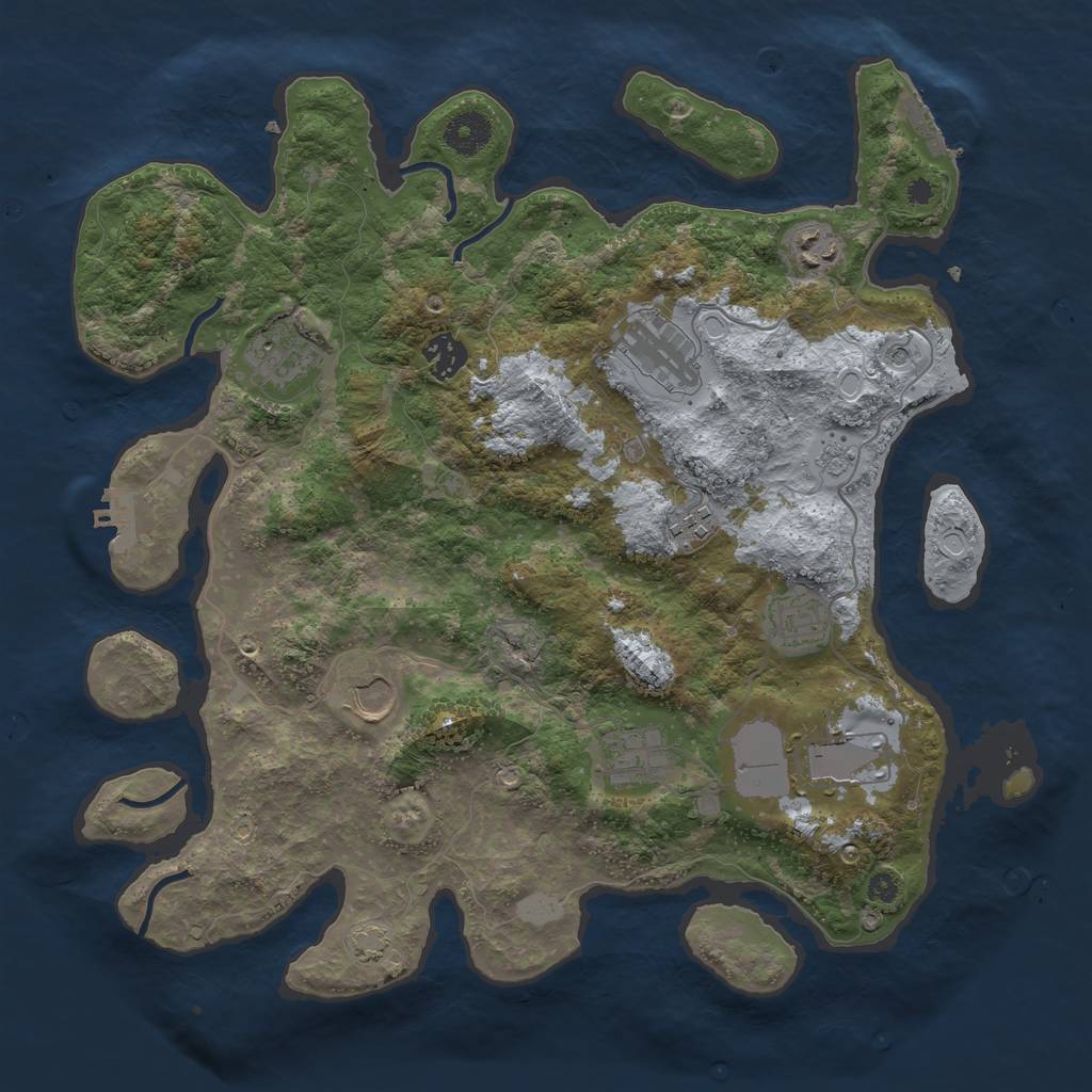 Rust Map: Procedural Map, Size: 3700, Seed: 1588846204, 17 Monuments