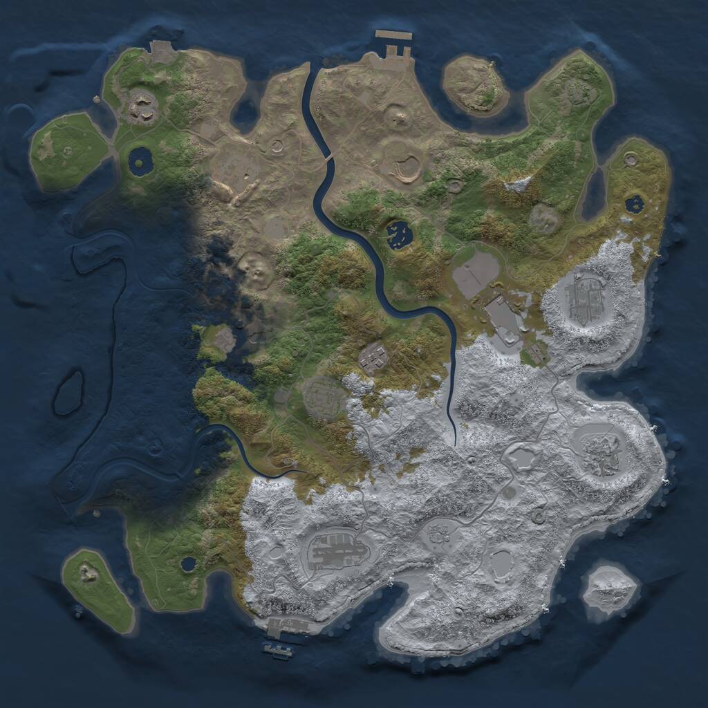 Rust Map: Procedural Map, Size: 3900, Seed: 9456265, 17 Monuments