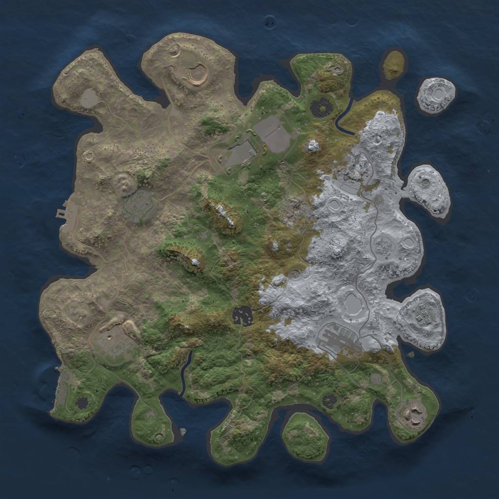 Rust Map: Procedural Map, Size: 3500, Seed: 7497421, 16 Monuments