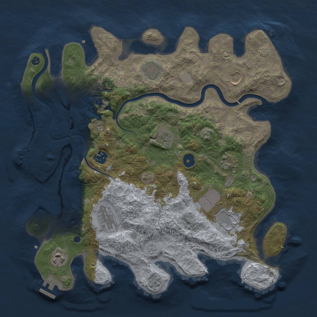 Rust Map: Procedural Map, Size: 3750, Seed: 230323, 15 Monuments