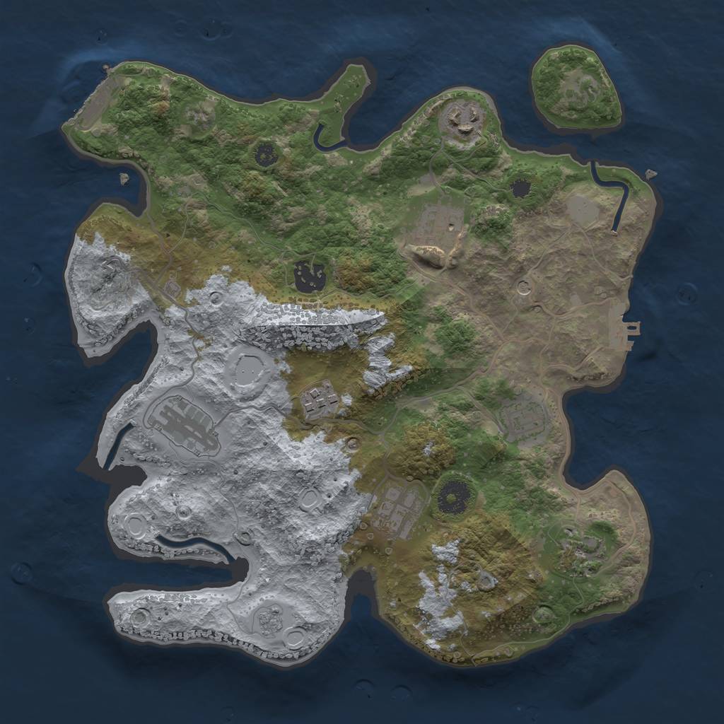Rust Map: Procedural Map, Size: 3250, Seed: 1175102863, 15 Monuments