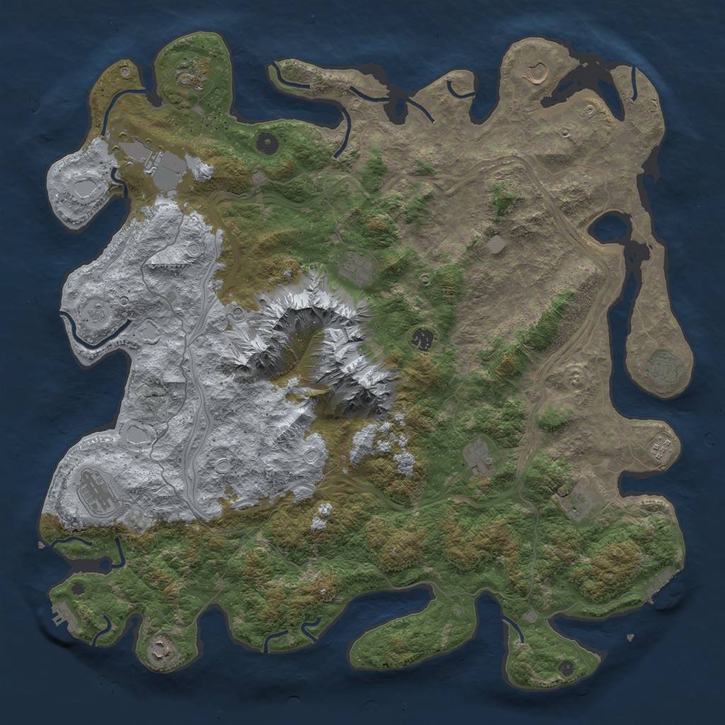 Rust Map: Procedural Map, Size: 5000, Seed: 65535, 18 Monuments