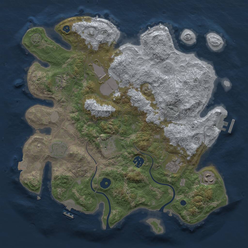 Rust Map: Procedural Map, Size: 3500, Seed: 1808678162, 13 Monuments