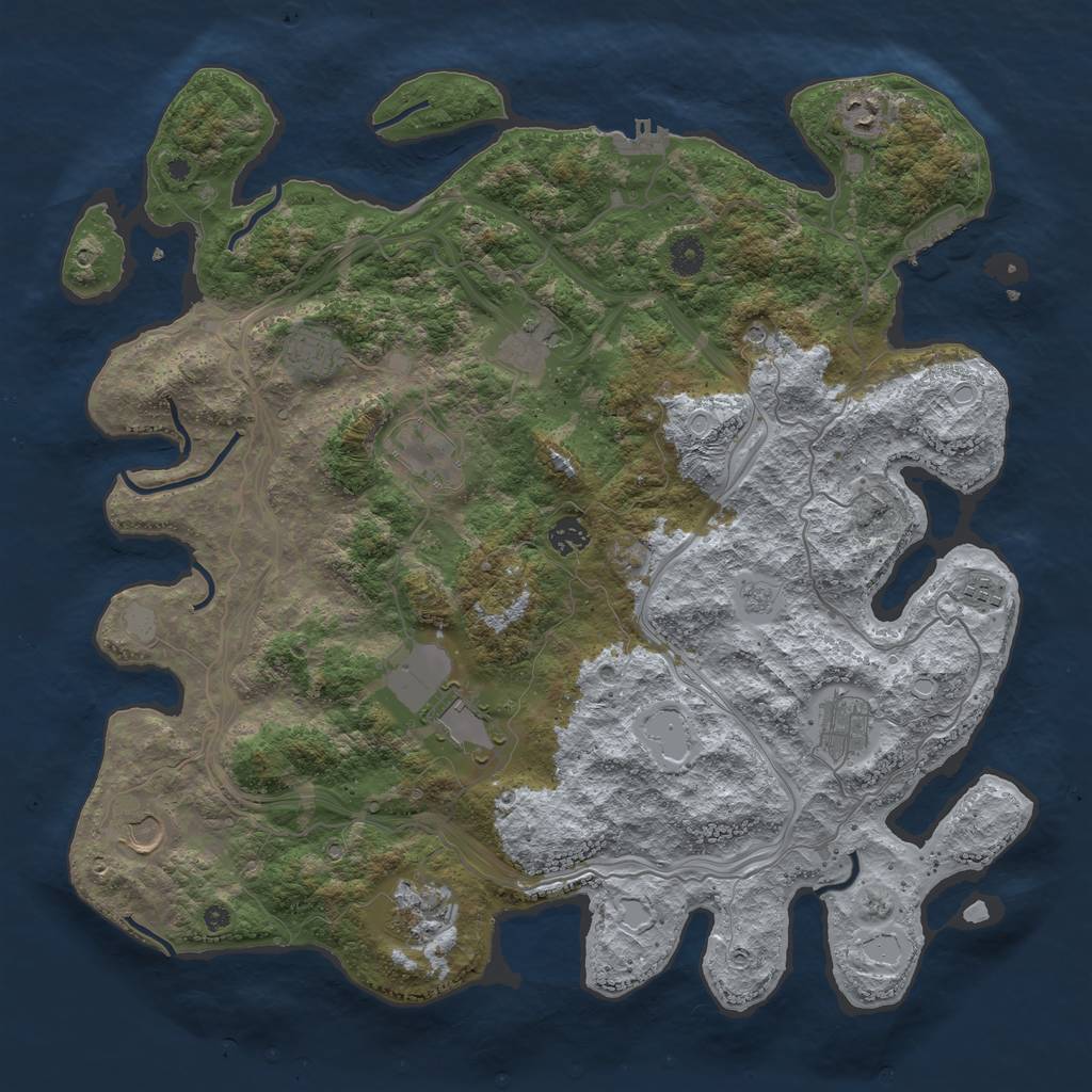 Rust Map: Procedural Map, Size: 4300, Seed: 27053252, 17 Monuments