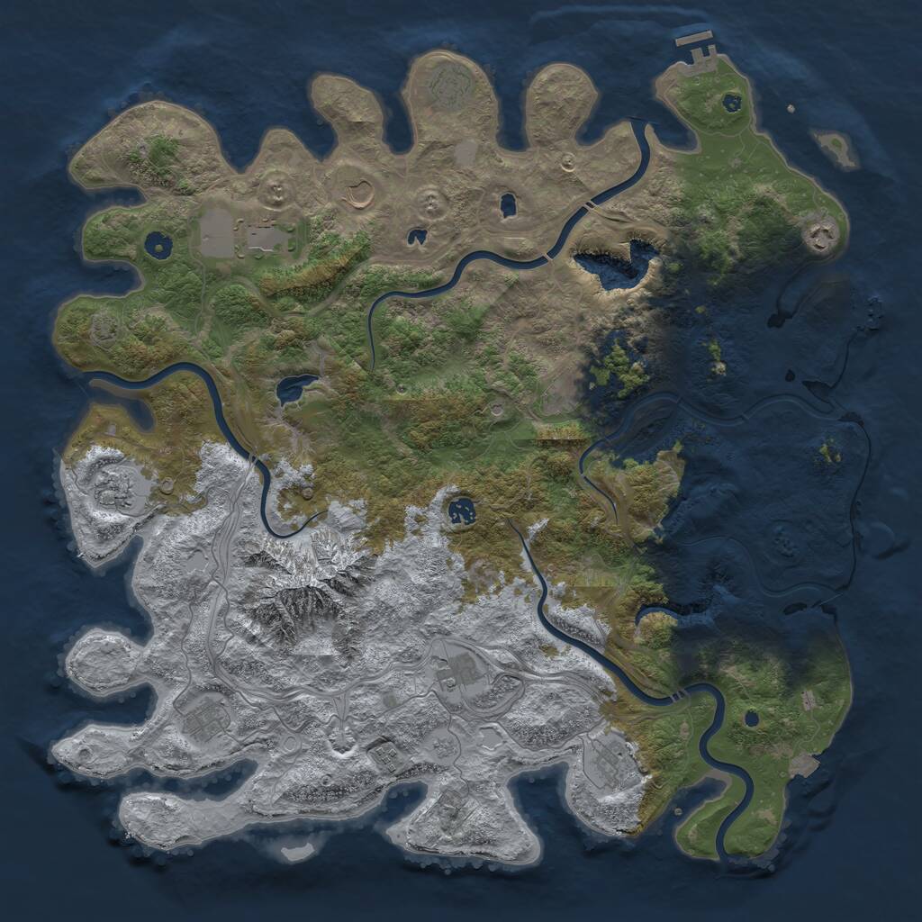 Rust Map: Procedural Map, Size: 5000, Seed: 406626964, 17 Monuments