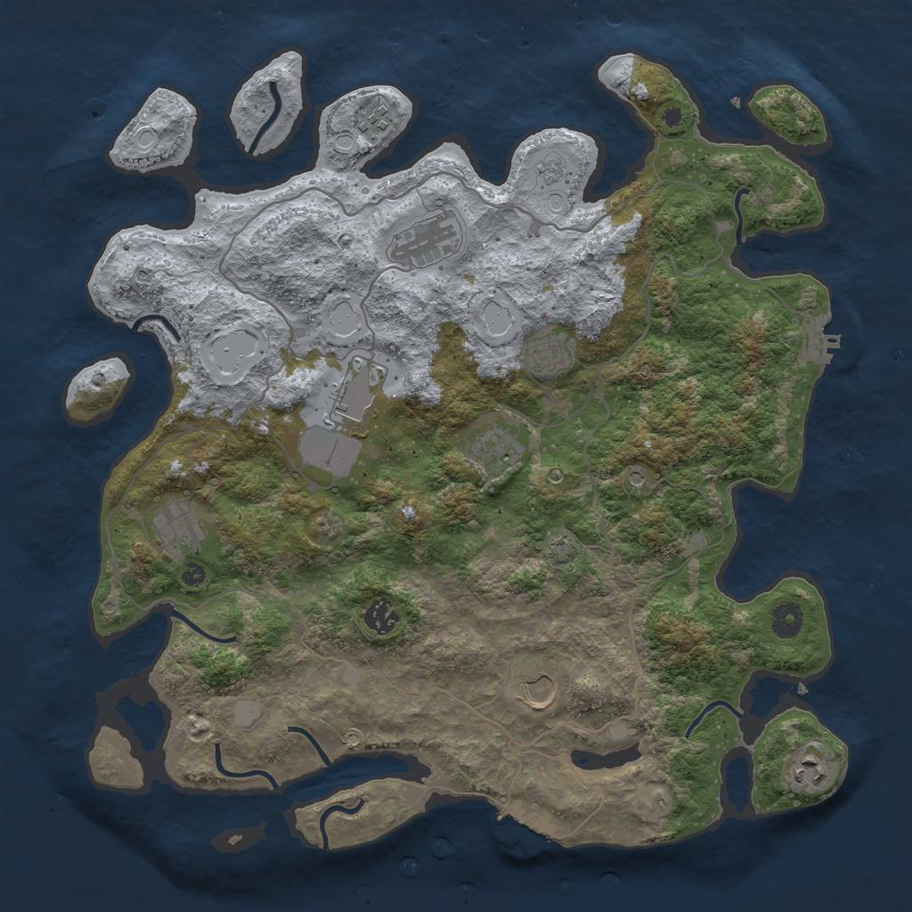 Rust Map: Procedural Map, Size: 4000, Seed: 771374615, 17 Monuments