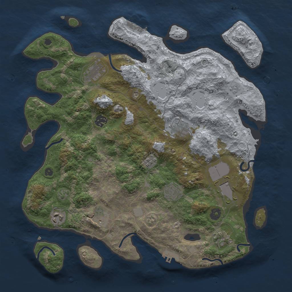 Rust Map: Procedural Map, Size: 3700, Seed: 33814941, 16 Monuments