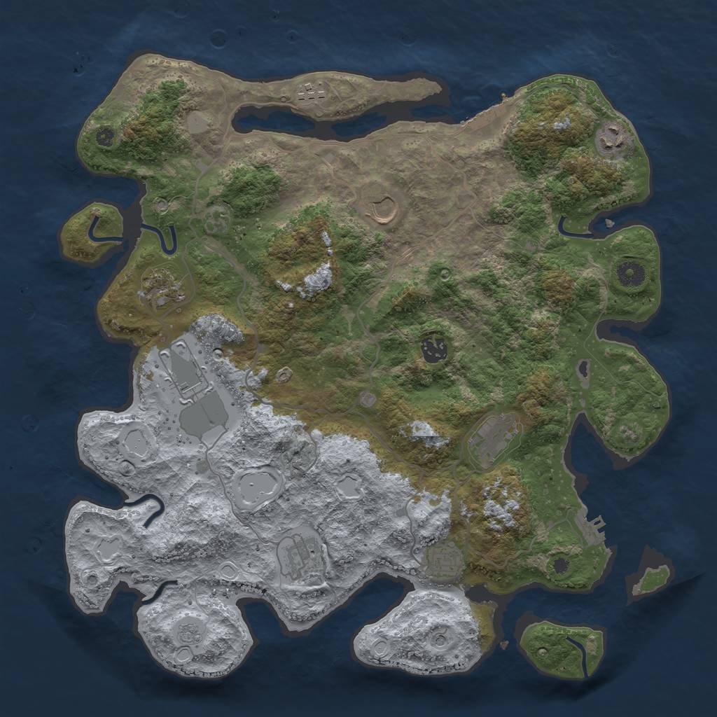 Rust Map: Procedural Map, Size: 4000, Seed: 166012609, 16 Monuments