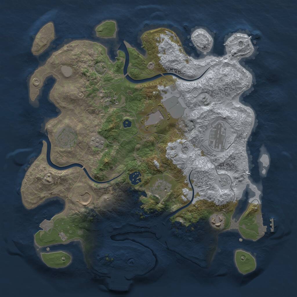 Rust Map: Procedural Map, Size: 3500, Seed: 1784103894, 15 Monuments