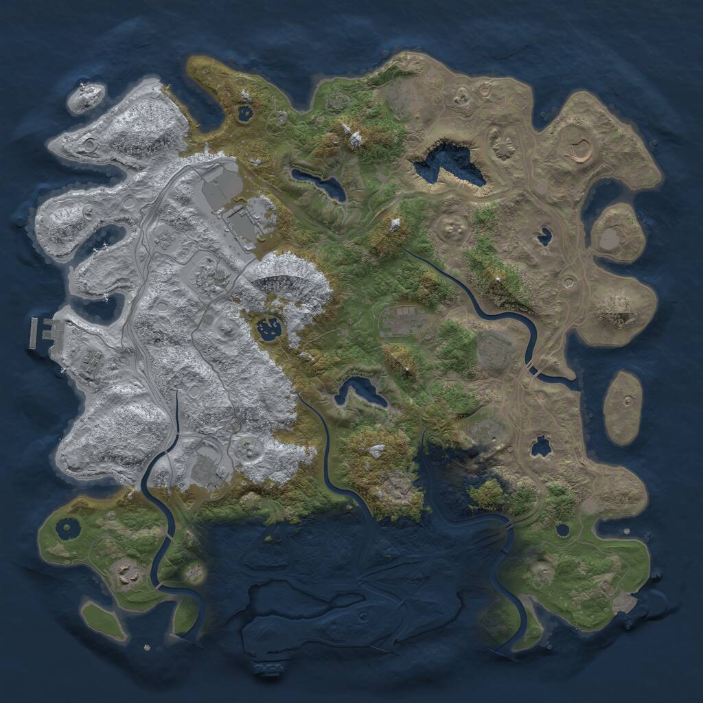 Rust Map: Procedural Map, Size: 4500, Seed: 1709234325, 17 Monuments