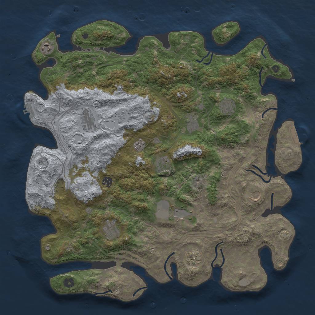Rust Map: Procedural Map, Size: 4500, Seed: 1821175253, 19 Monuments