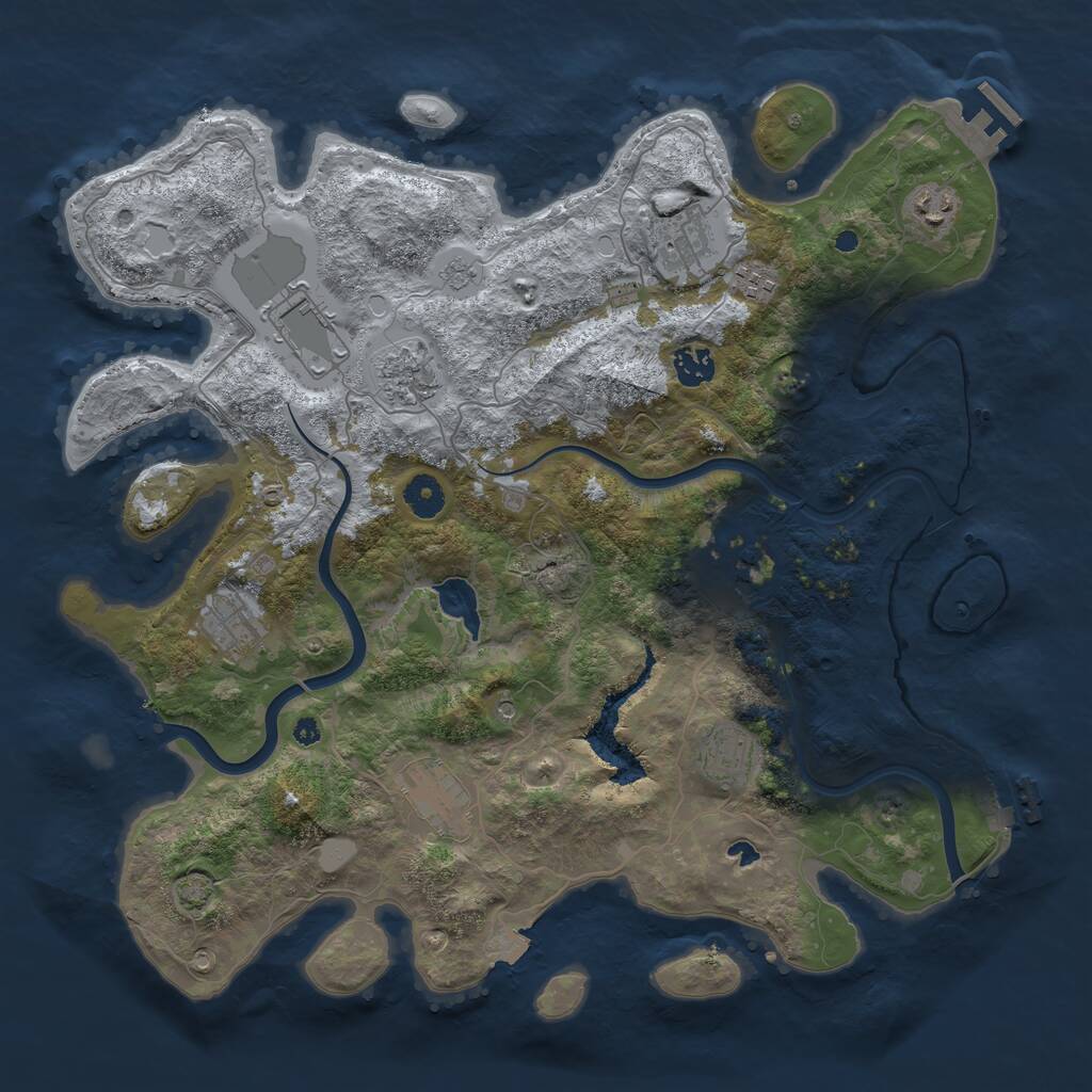 Rust Map: Procedural Map, Size: 4000, Seed: 154380934, 16 Monuments