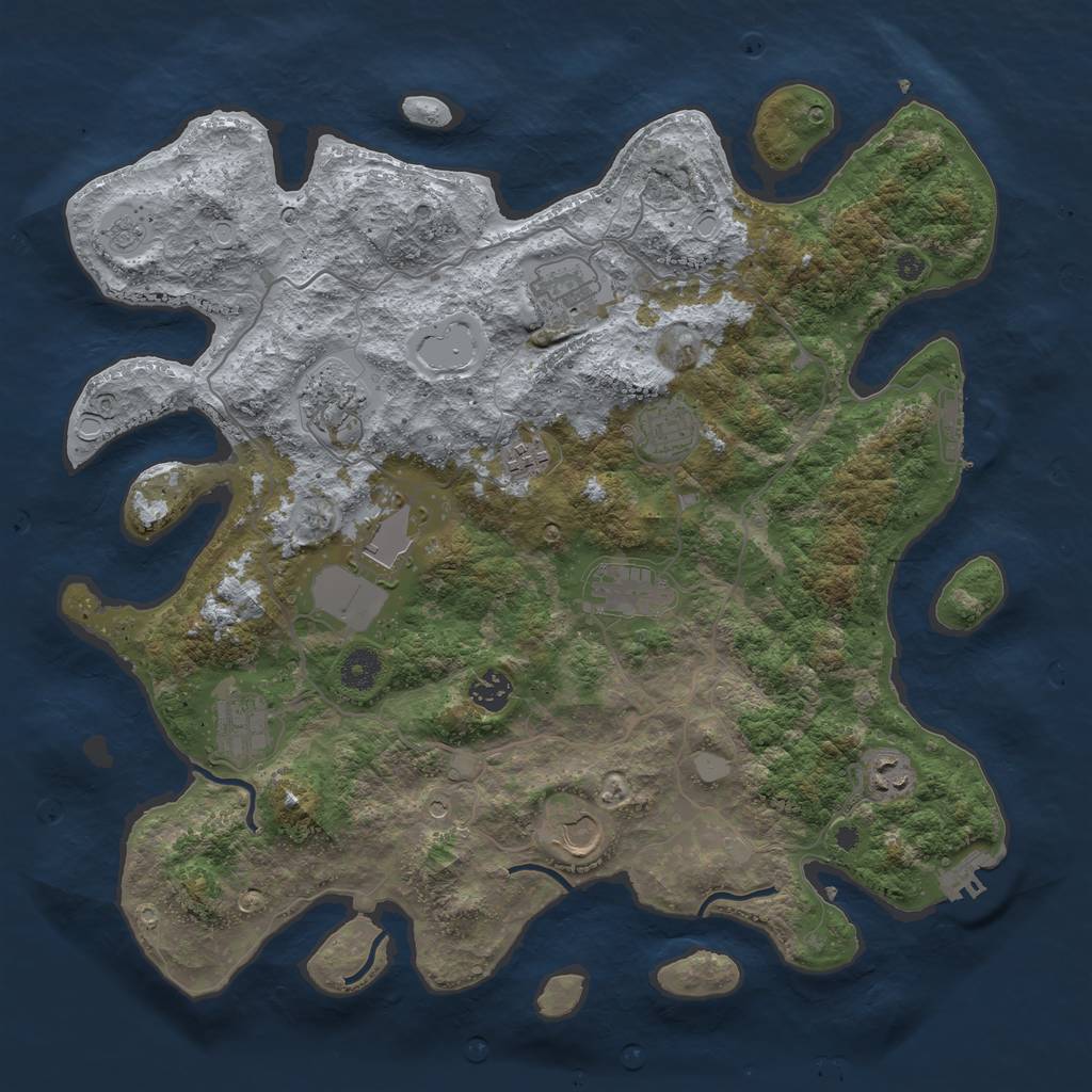 Rust Map: Procedural Map, Size: 4000, Seed: 154380934, 17 Monuments