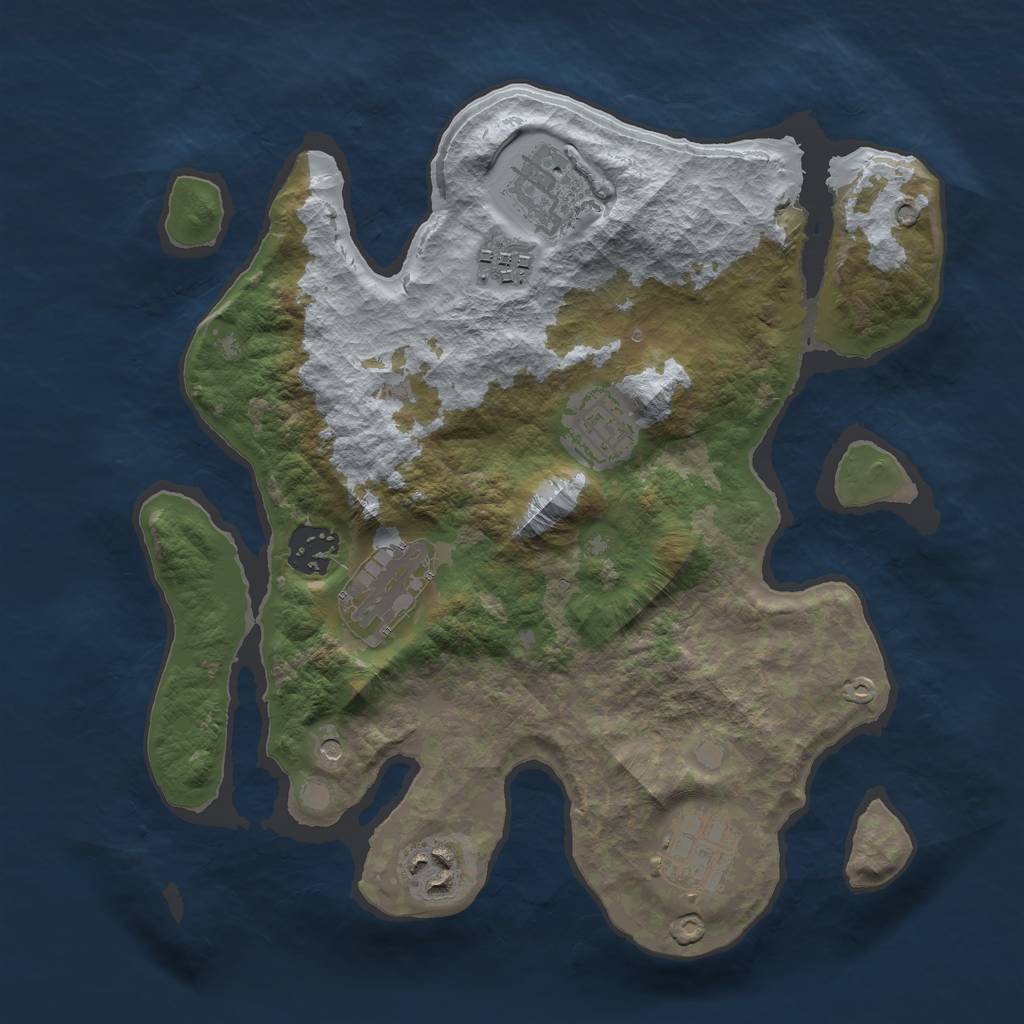 Rust Map: Barren, Size: 3000, Seed: 897470952, 10 Monuments