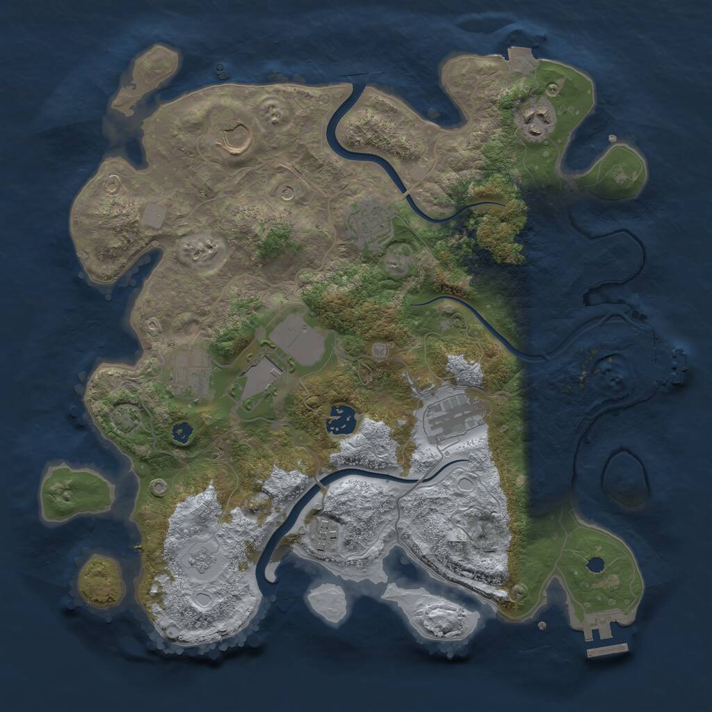 Rust Map: Procedural Map, Size: 3500, Seed: 1454009964, 14 Monuments