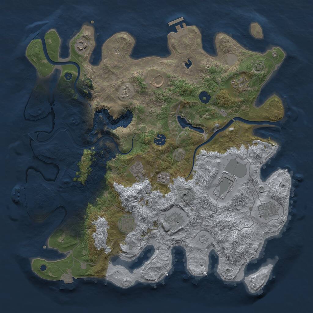 Rust Map: Procedural Map, Size: 4000, Seed: 1674535426, 16 Monuments