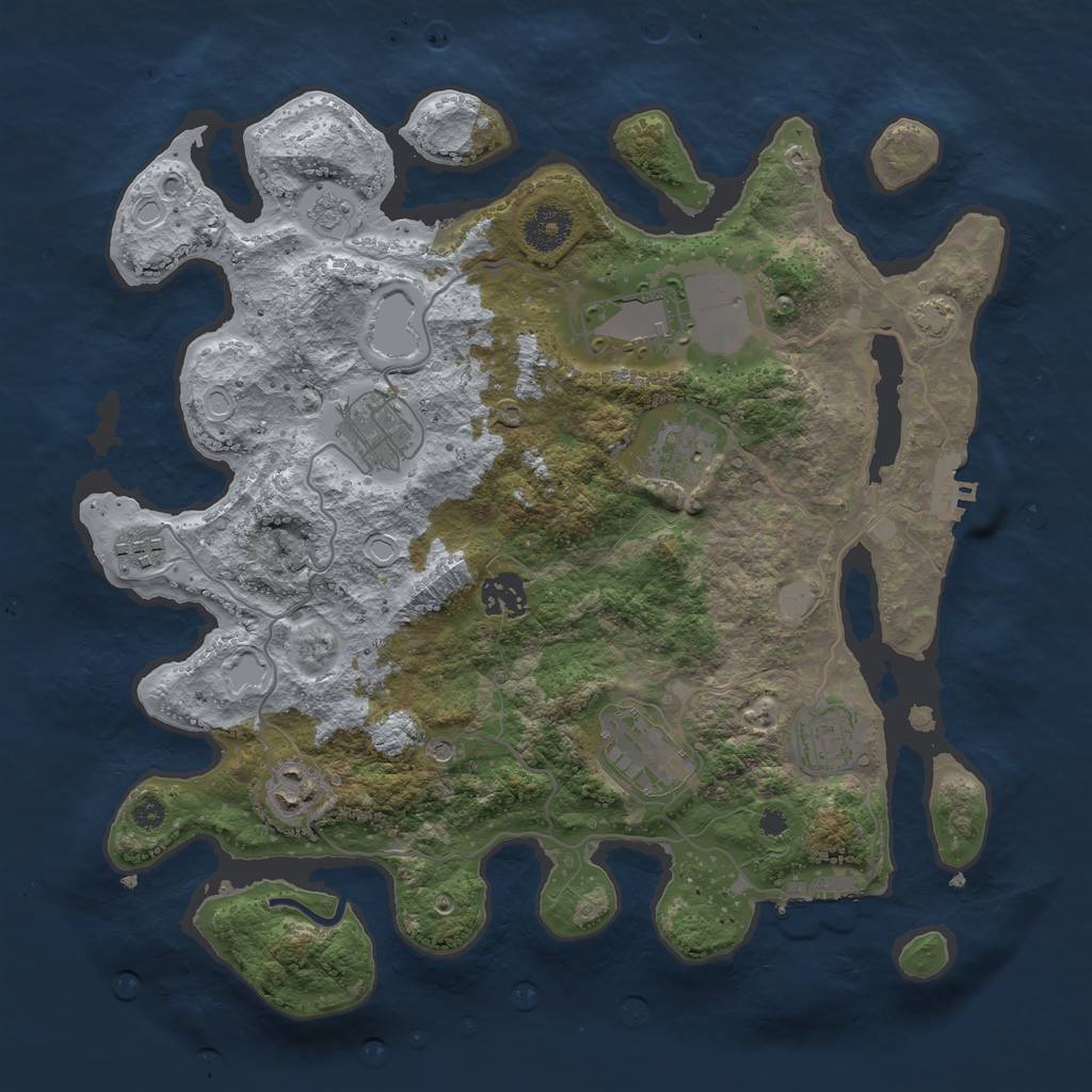 Rust Map: Procedural Map, Size: 3500, Seed: 992758363, 16 Monuments