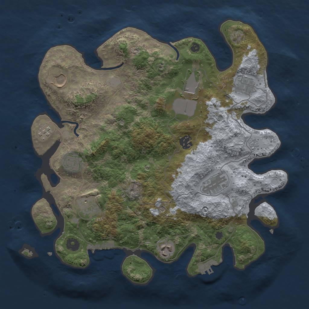 Rust Map: Procedural Map, Size: 3500, Seed: 604989515, 16 Monuments