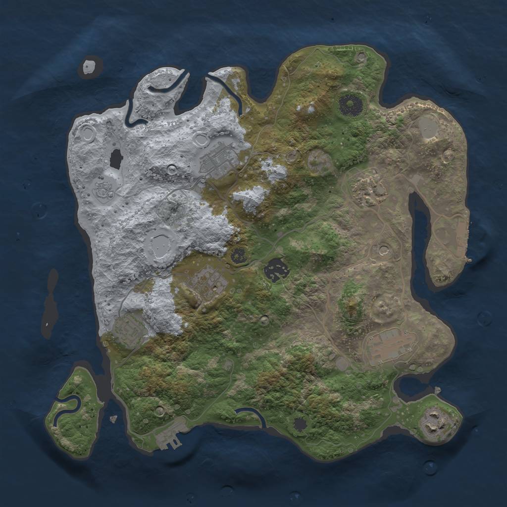 Rust Map: Procedural Map, Size: 3250, Seed: 193286175, 14 Monuments