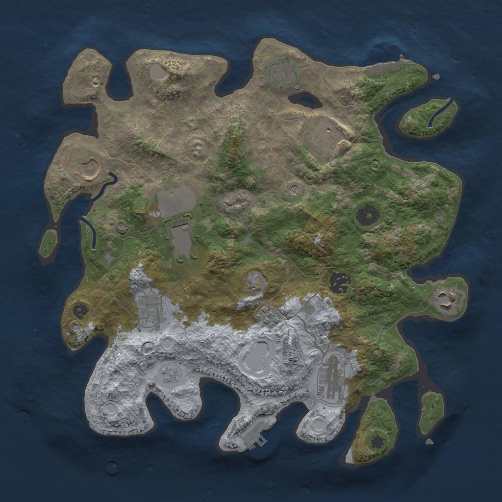 Rust Map: Procedural Map, Size: 3500, Seed: 1328794178, 16 Monuments