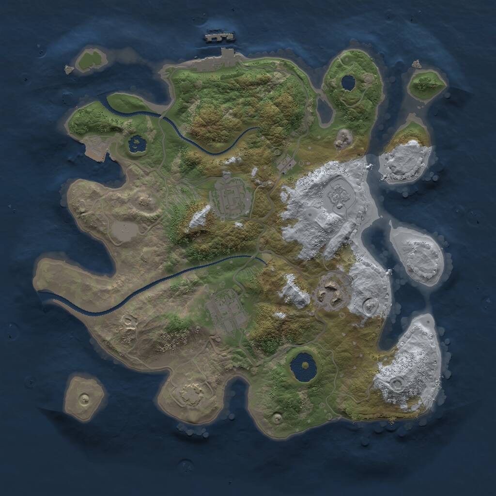 Rust Map: Procedural Map, Size: 2750, Seed: 1968133694, 7 Monuments