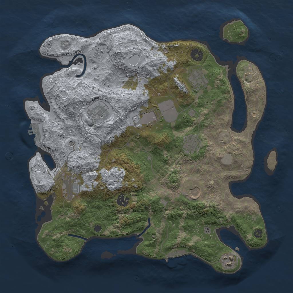 Rust Map: Procedural Map, Size: 3500, Seed: 1514495434, 16 Monuments
