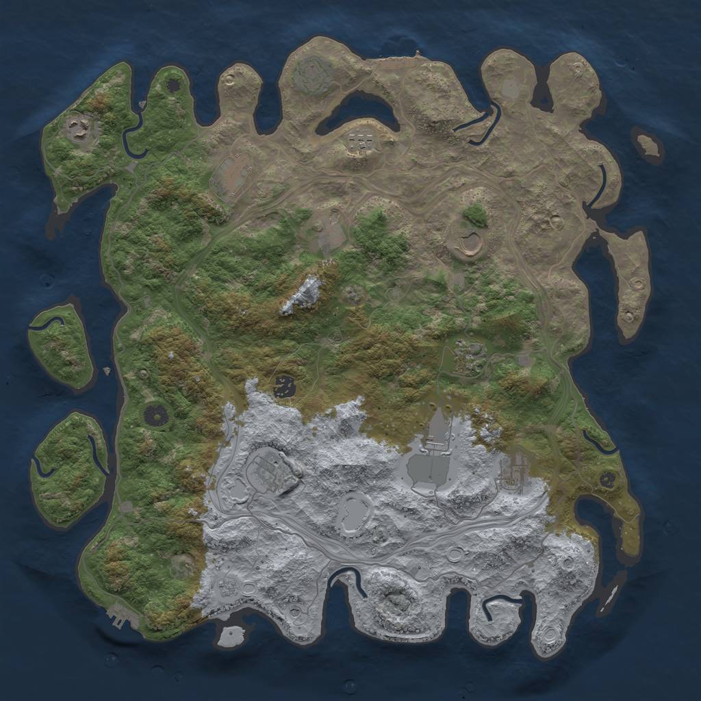 Rust Map: Procedural Map, Size: 4500, Seed: 1302634006, 18 Monuments