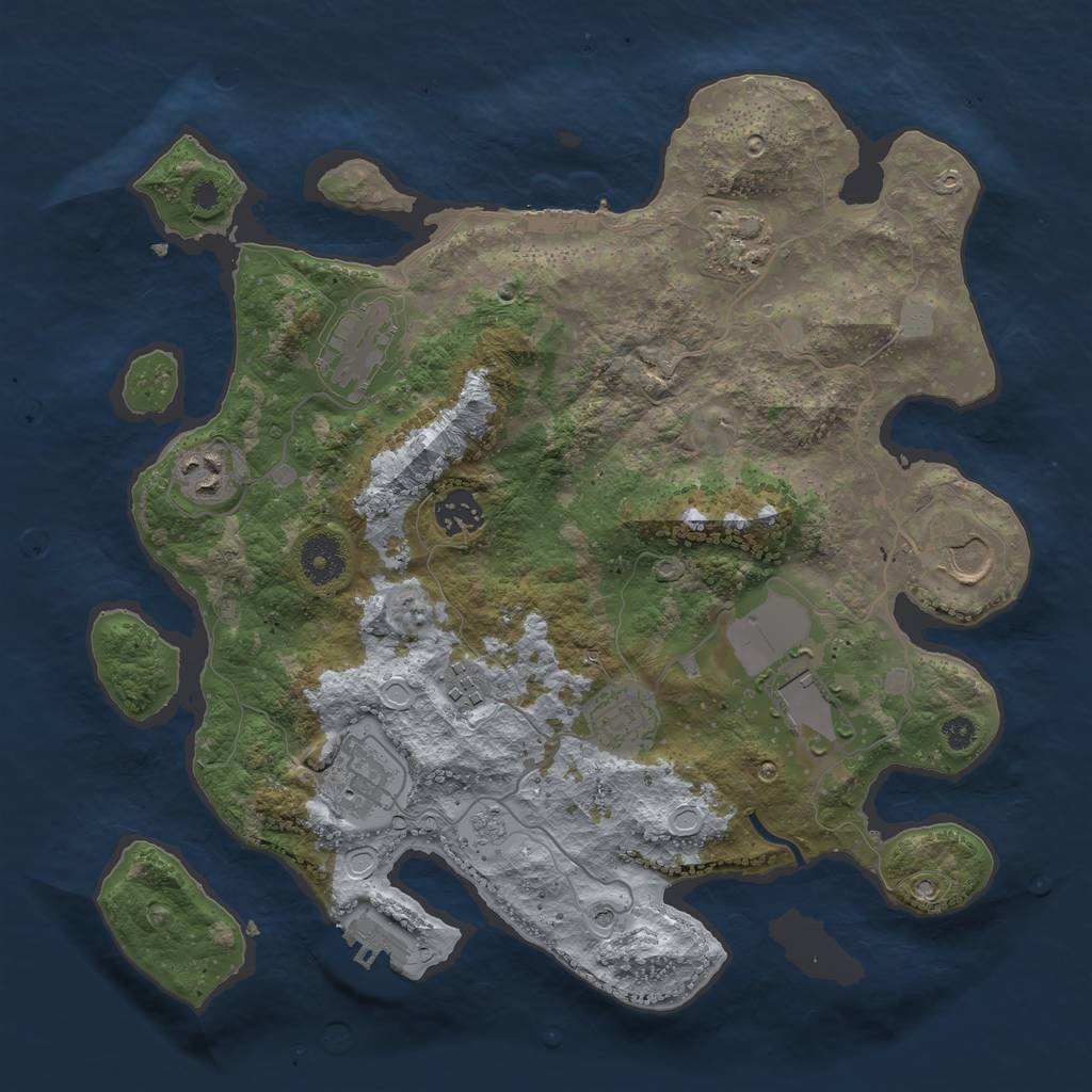 Rust Map: Procedural Map, Size: 3500, Seed: 2049860447, 16 Monuments