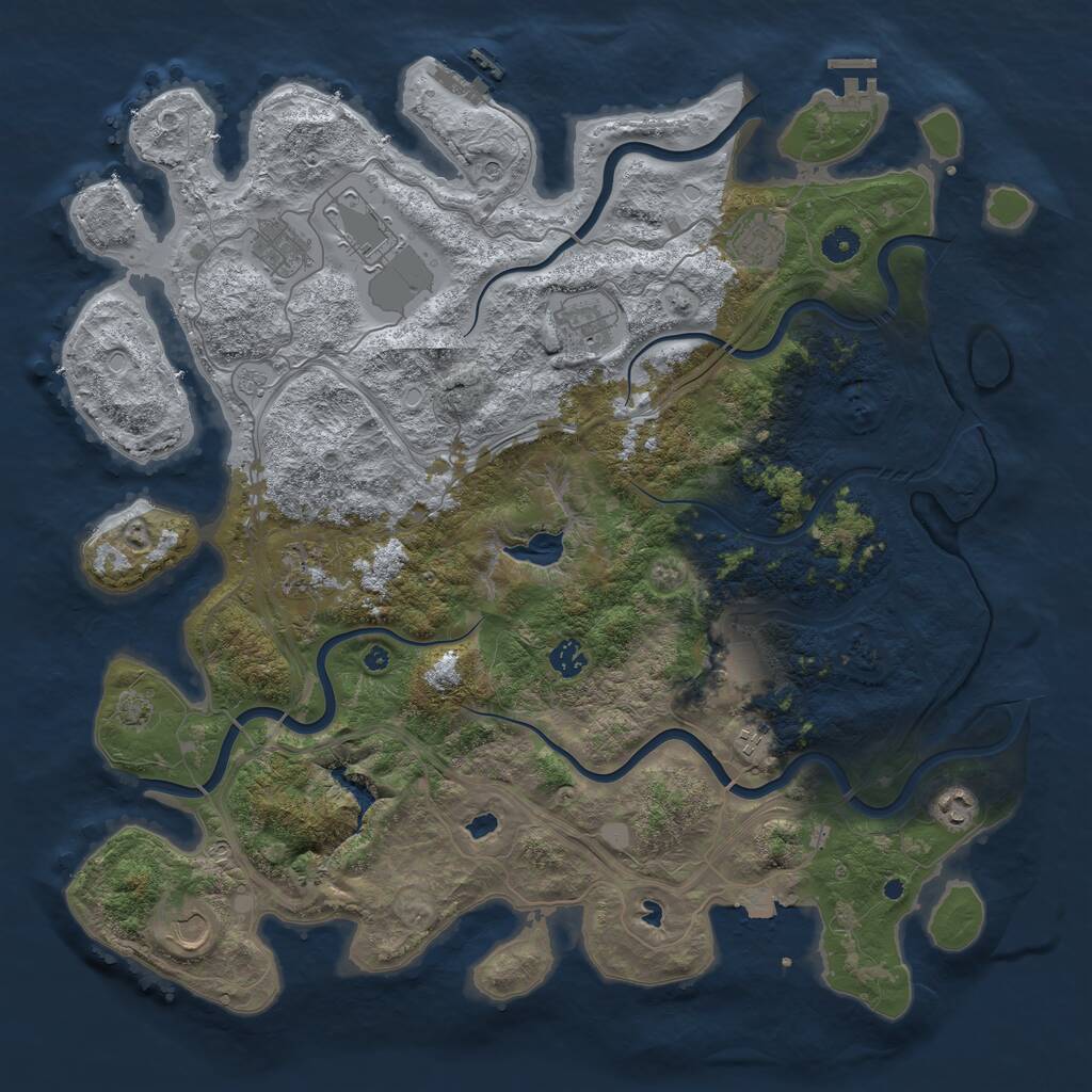 Rust Map: Procedural Map, Size: 4500, Seed: 1016119130, 16 Monuments