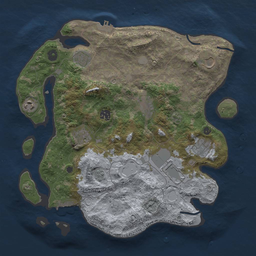 Rust Map: Procedural Map, Size: 3500, Seed: 22850514, 16 Monuments
