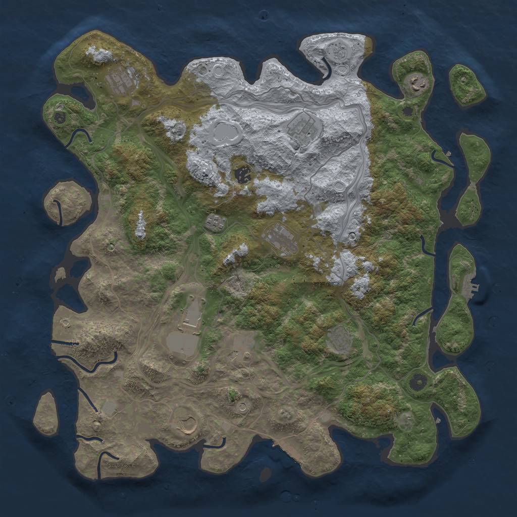 Rust Map: Procedural Map, Size: 4500, Seed: 463986713, 17 Monuments